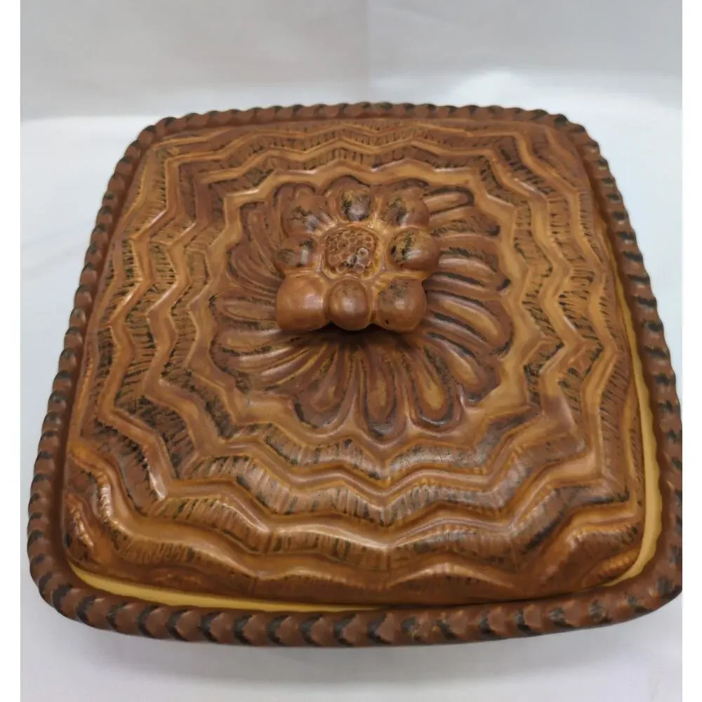 Williams Sonoma Vintage 9 Inch Square Covered Terrine 2012 Rustic Stoneware